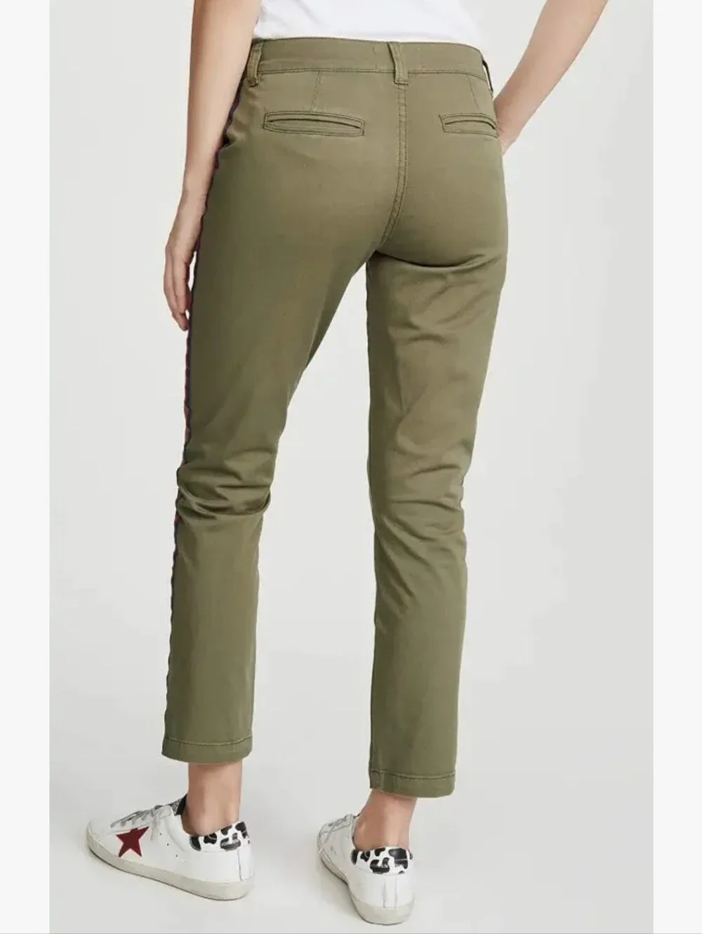 Current/Elliott Side Stripe Confidant Olive Crop Pants Size 28